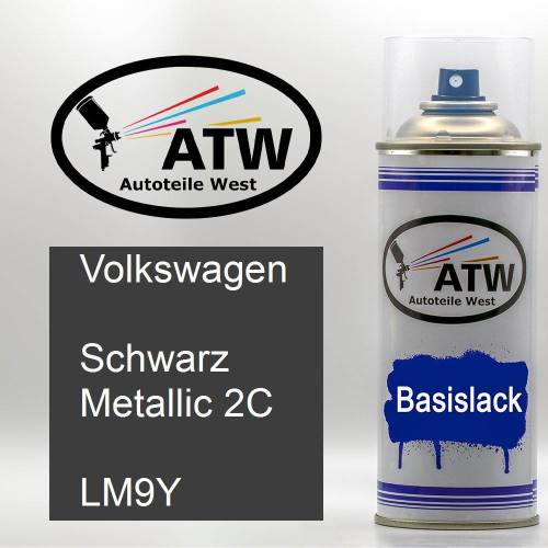 Volkswagen, Schwarz Metallic 2C, LM9Y: 400ml Sprühdose, von ATW Autoteile West.